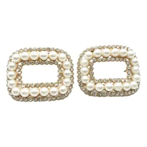 1 Pair Faux Pearl Shoe Buckle Shoe Clips for Wedding Party Shoe Decoration