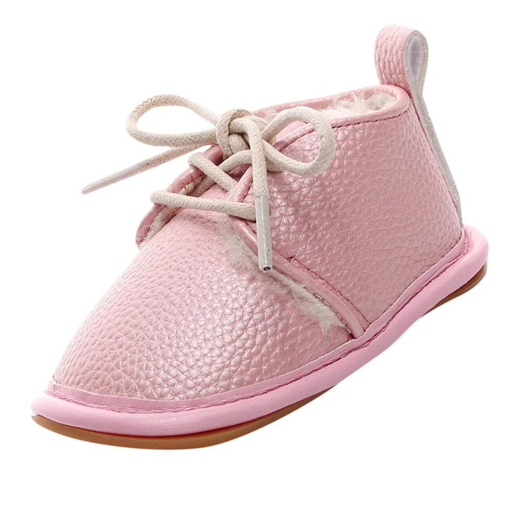 2017 Winter Baby Boy Girl Soft Shoes Soft Soled Non-slip Footwear Crib Shoes Newborn baby shoes PU Suede Leather baby shoes