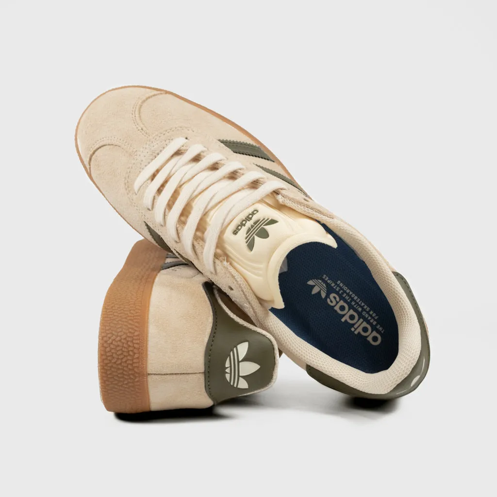 Adidas Skateboarding - Gazelle ADV Shoes - Ecru Tint / Focus Olive / Gum