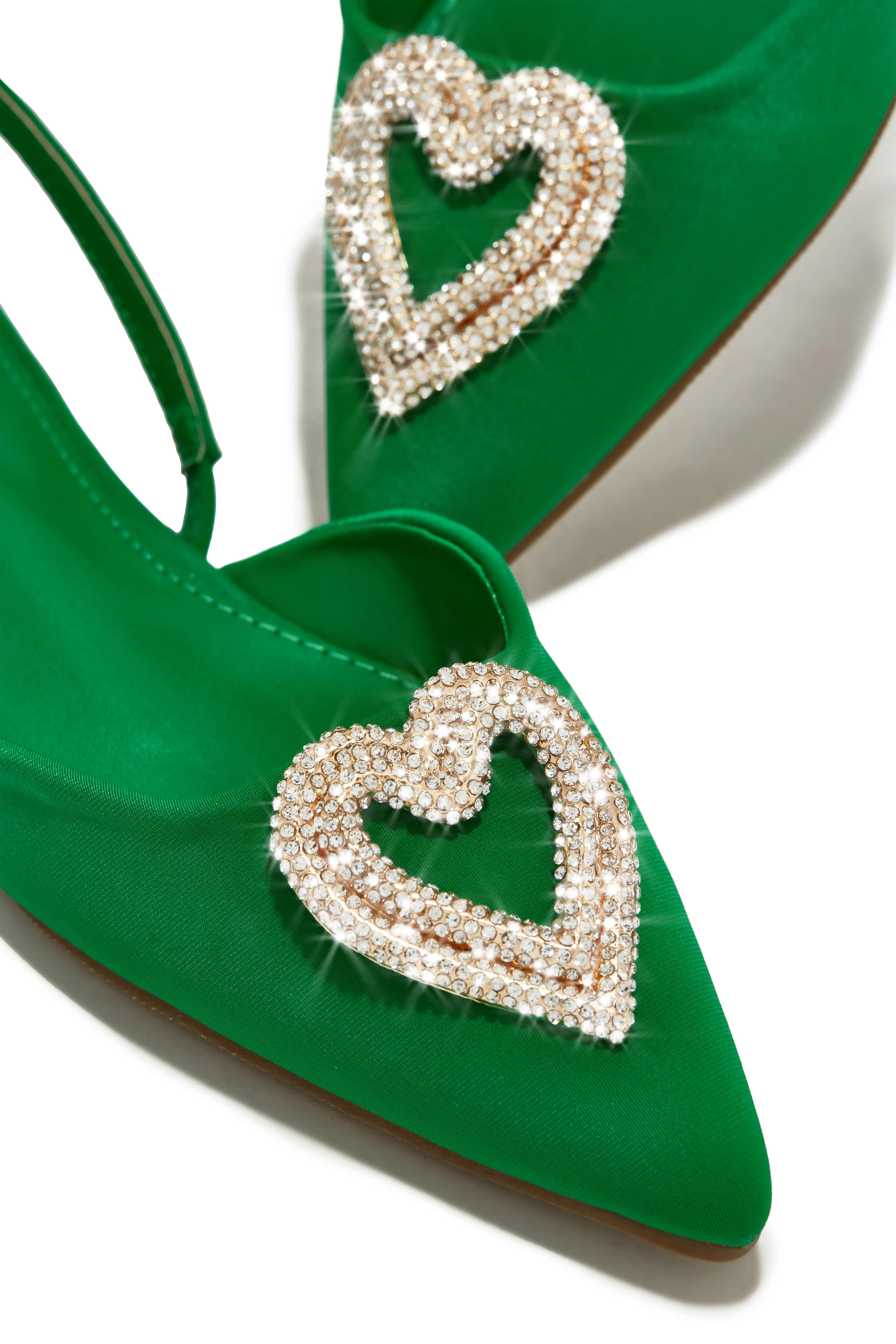 All Love Embellished Sling Back Flat - Green