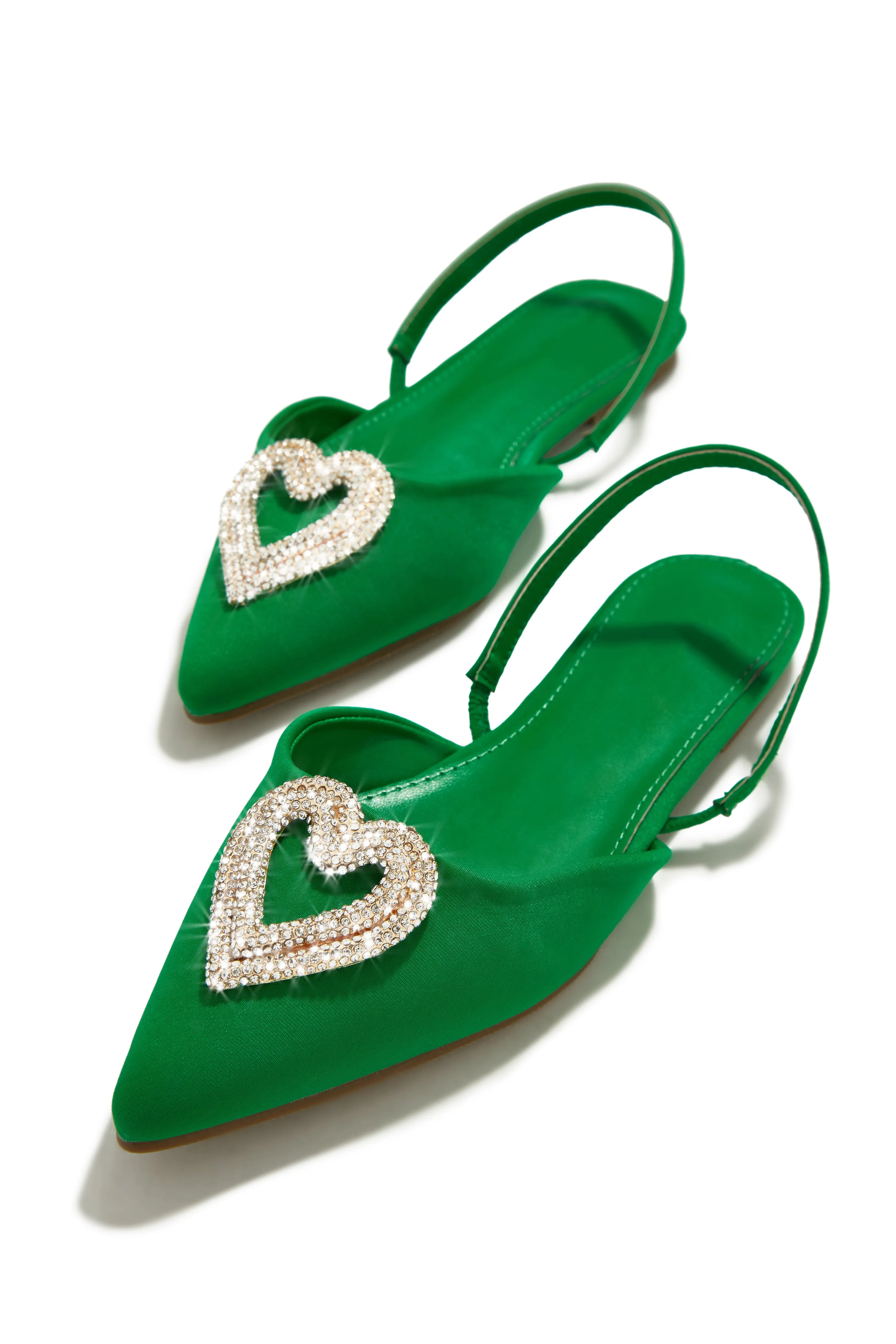 All Love Embellished Sling Back Flat - Green