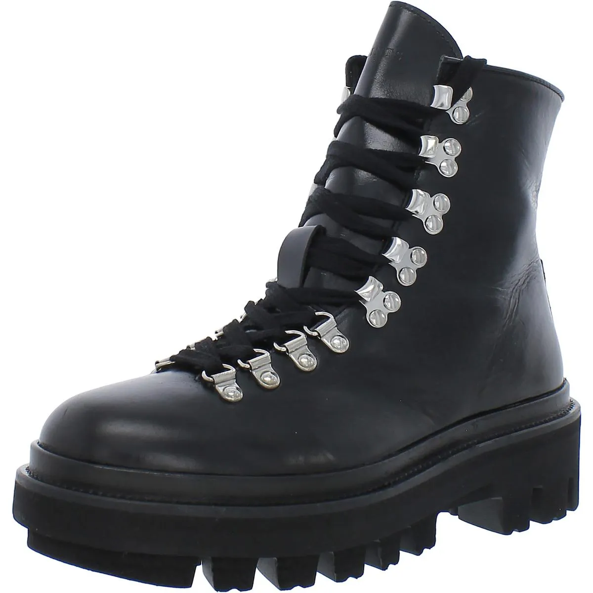 All Saints Womens Wanda Leather Embossed Combat & Lace-up Boots