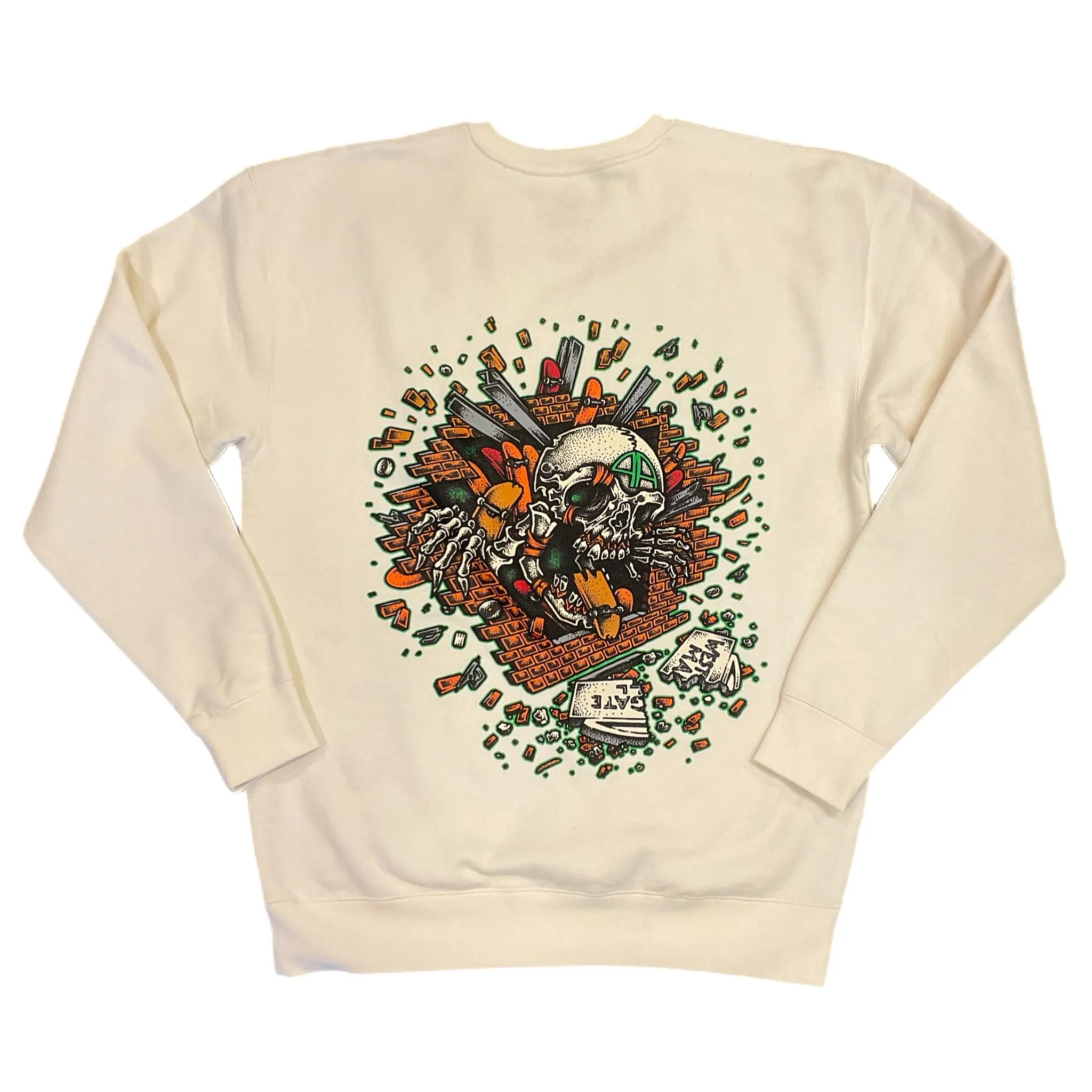 AMATEUR ATHLETE DESTRUCTION CREW NECK BONE SWEATER