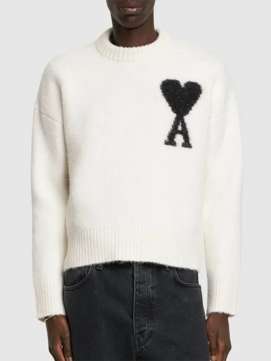 AMI Paris   ADC hairy alpaca blend knit crew sweater 