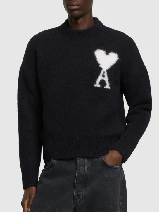 AMI Paris   ADC hairy alpaca blend knit crew sweater 