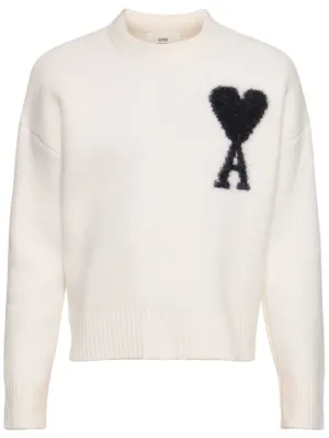 AMI Paris   ADC hairy alpaca blend knit crew sweater 