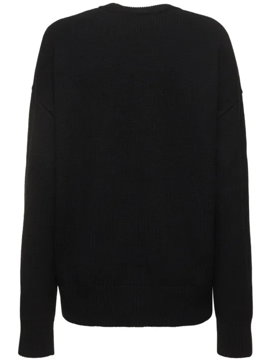 AMI Paris   Logo felted wool crewneck sweater 