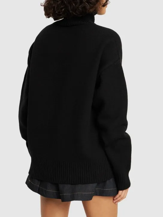 AMI Paris   Logo felted wool funnel neck sweater 