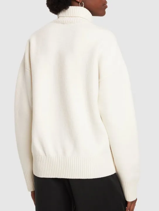 AMI Paris   Logo felted wool funnel neck sweater 