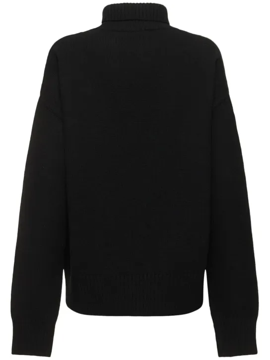 AMI Paris   Logo felted wool funnel neck sweater 