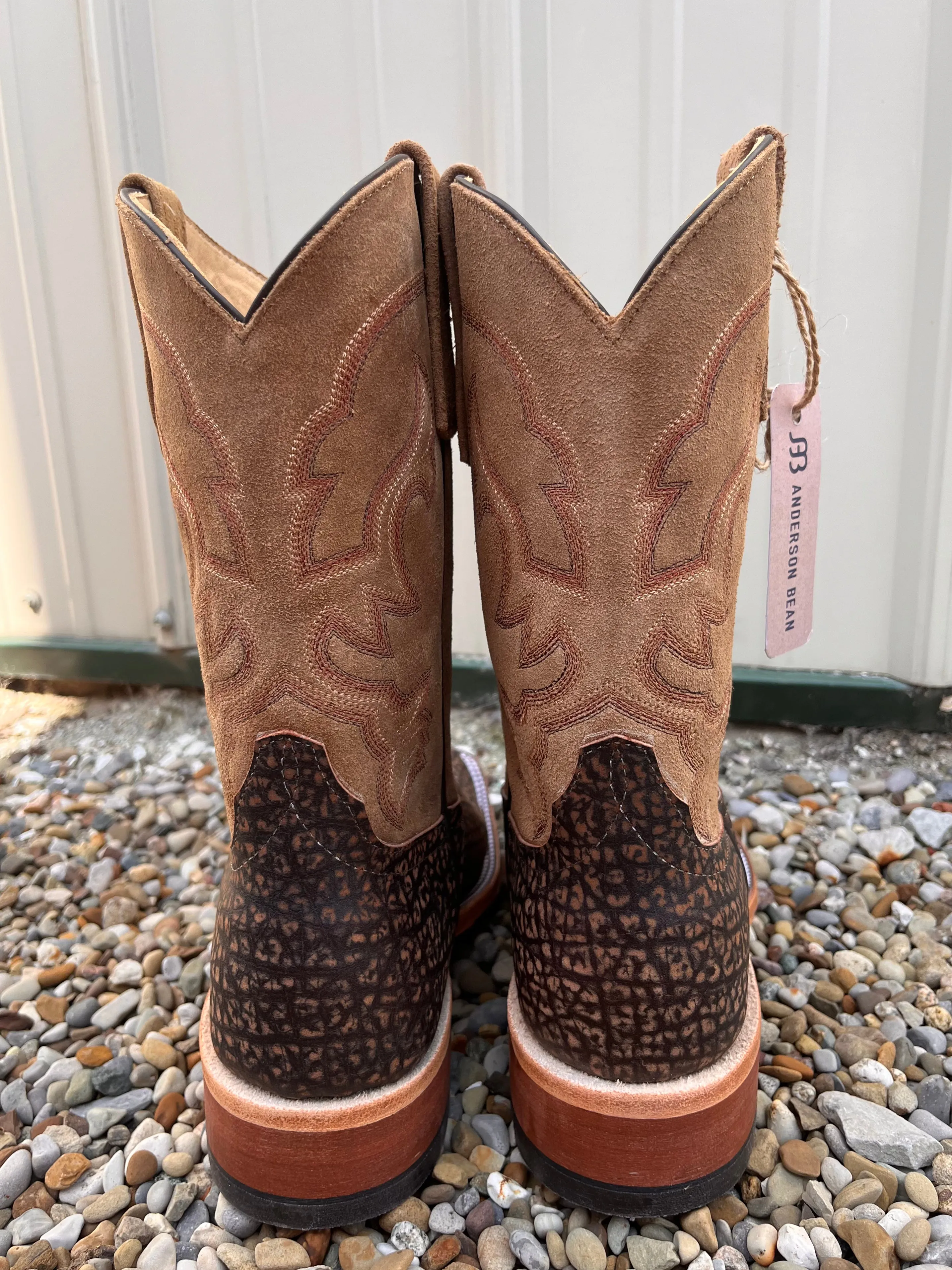 Anderson Bean Men's 10" Tan Hungry Hippos Square Toe Cowboy Boots 339580