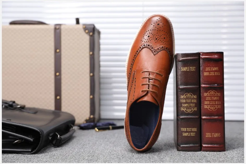 Angelo Ricci™ Genuine Leather Brogue Business Style Elegant Shoes