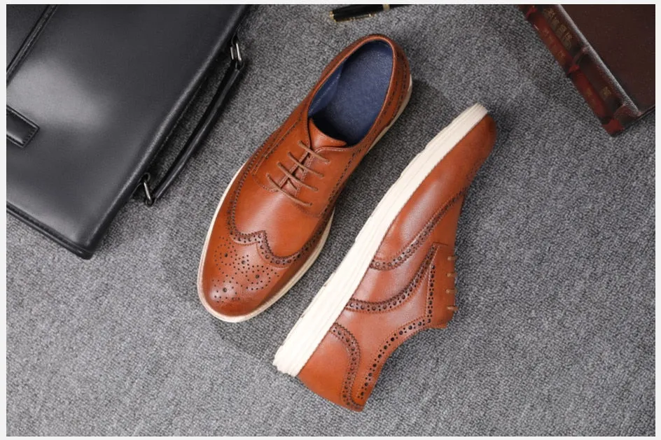 Angelo Ricci™ Genuine Leather Brogue Business Style Elegant Shoes