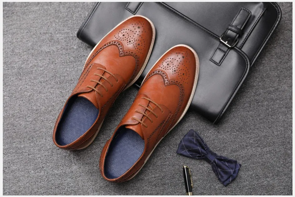 Angelo Ricci™ Genuine Leather Brogue Business Style Elegant Shoes