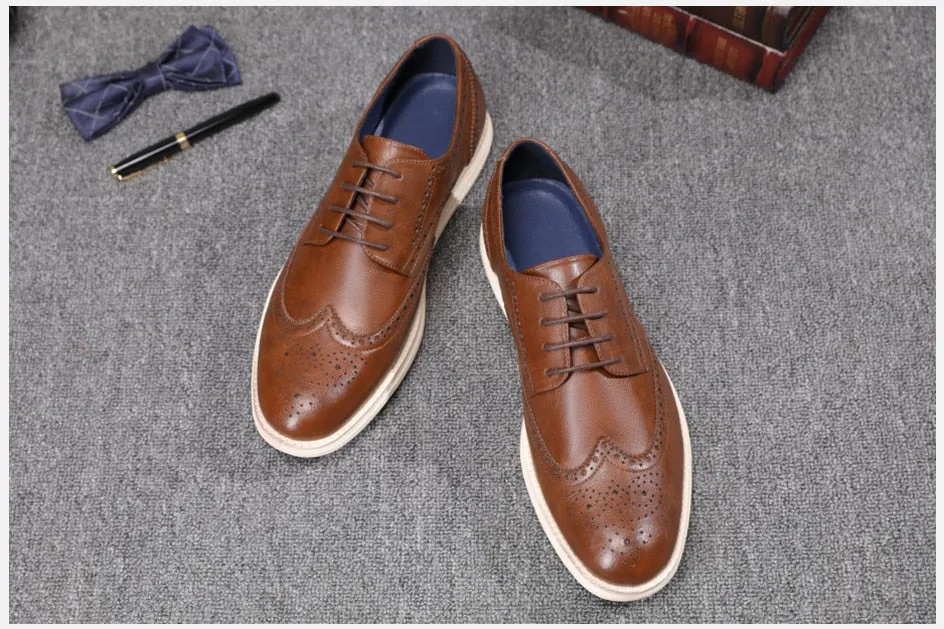 Angelo Ricci™ Genuine Leather Brogue Business Style Elegant Shoes