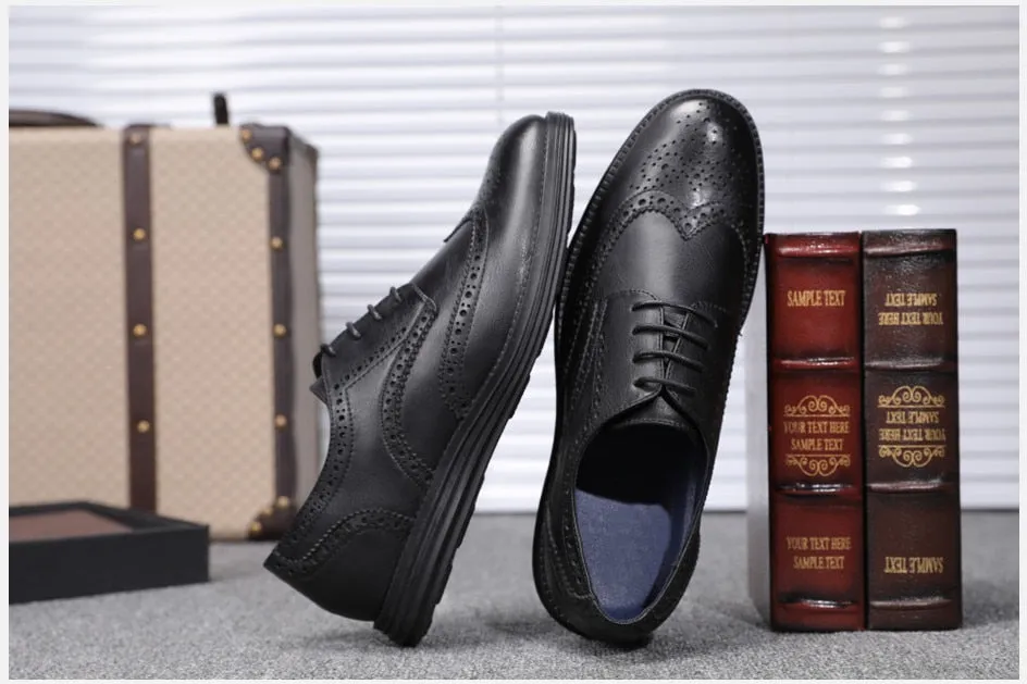 Angelo Ricci™ Genuine Leather Brogue Business Style Elegant Shoes