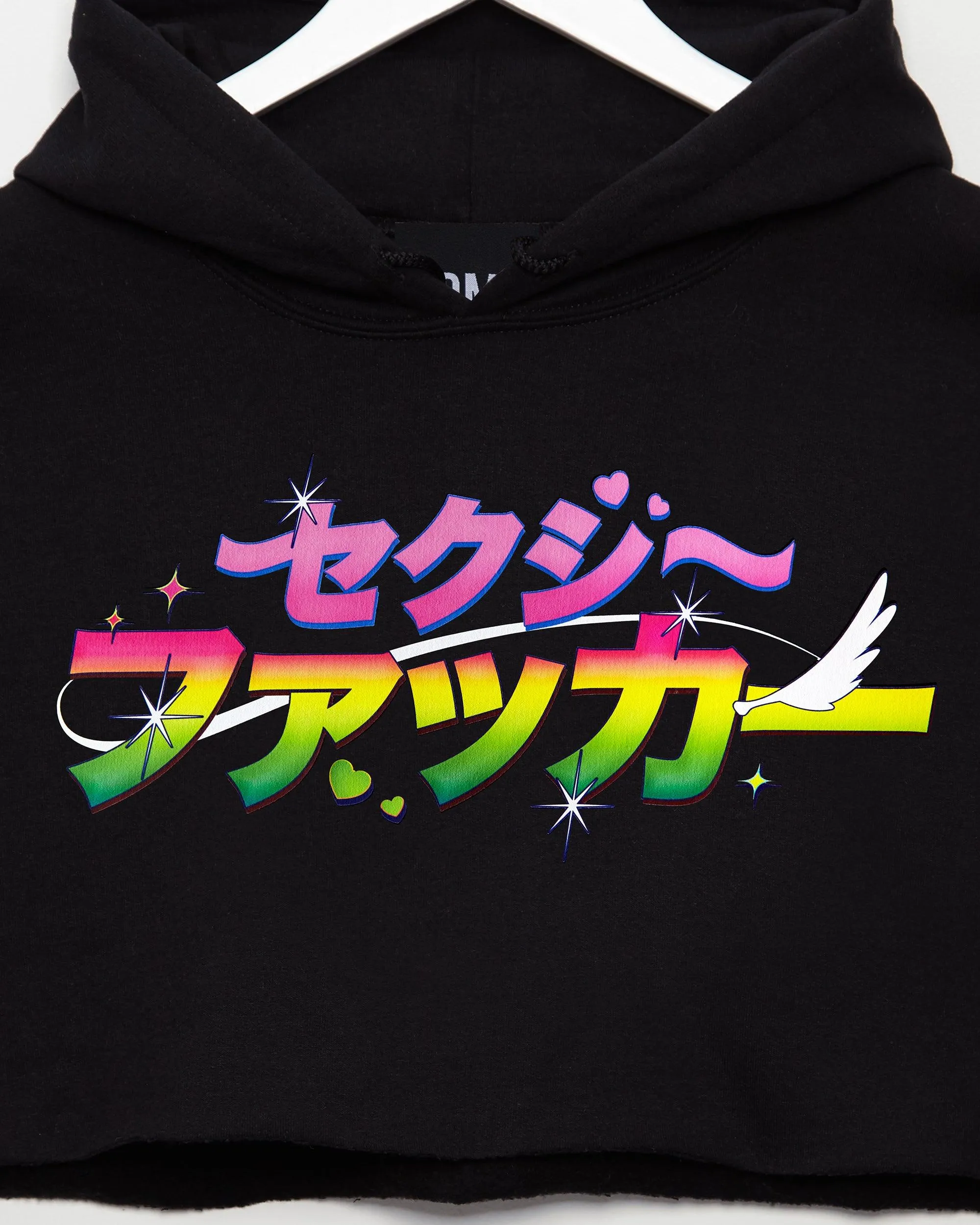 Anime style mens hoodie crop top.