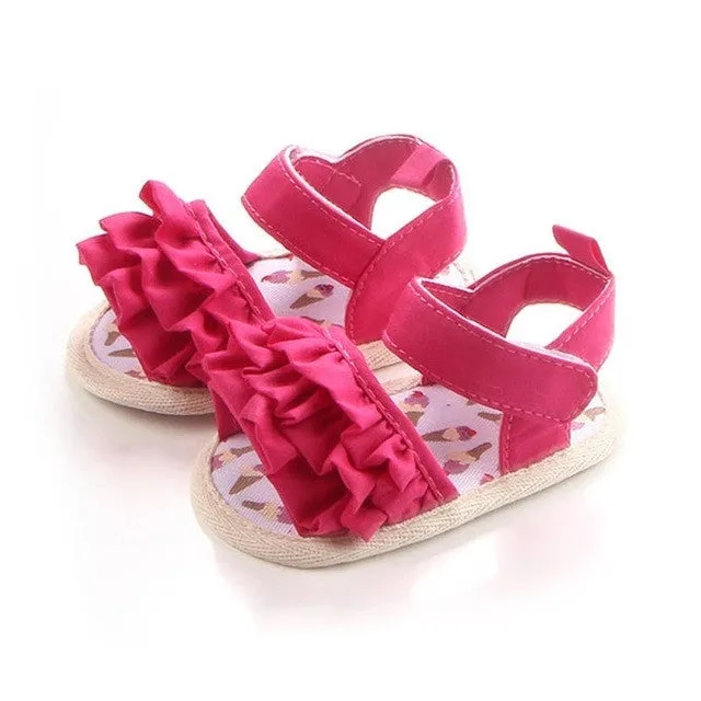 Baby Girls Summer Prewalker Soft Sole Anti-Slip Sandals with Flowers Toddler Crib Shoes Children Kids Baby Girls Sandals Shoes