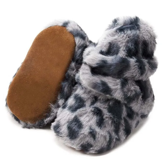 Baby Socks Winter Baby Boy Girl Booties Fluff Soft Toddler Shoes First Walkers Anti-slip Warm Newborn Infant Crib Shoes Moccasin