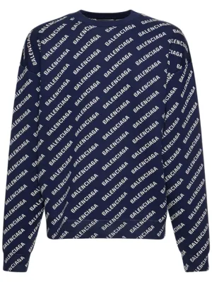 Balenciaga   All-over logo cotton blend sweater 