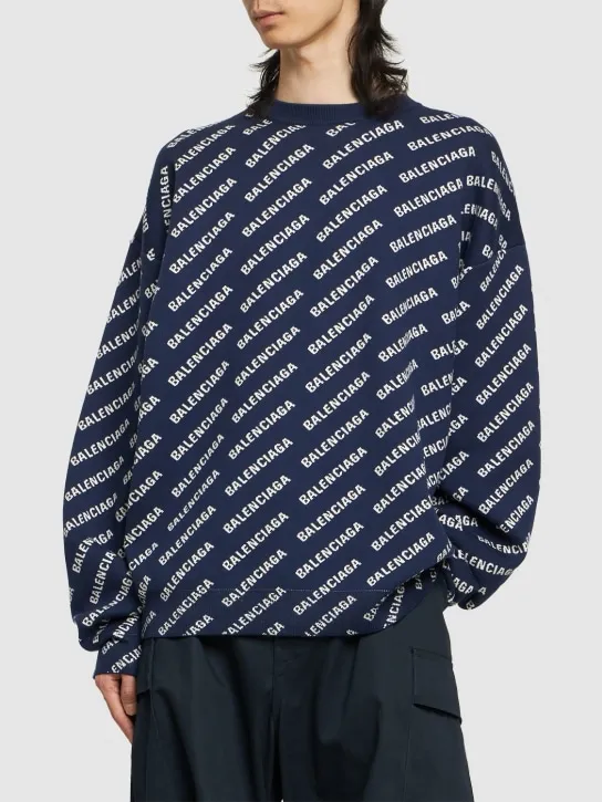 Balenciaga   All-over logo cotton blend sweater 