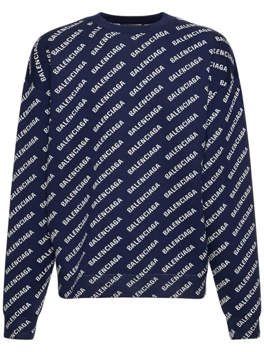 Balenciaga   All-over logo cotton blend sweater 