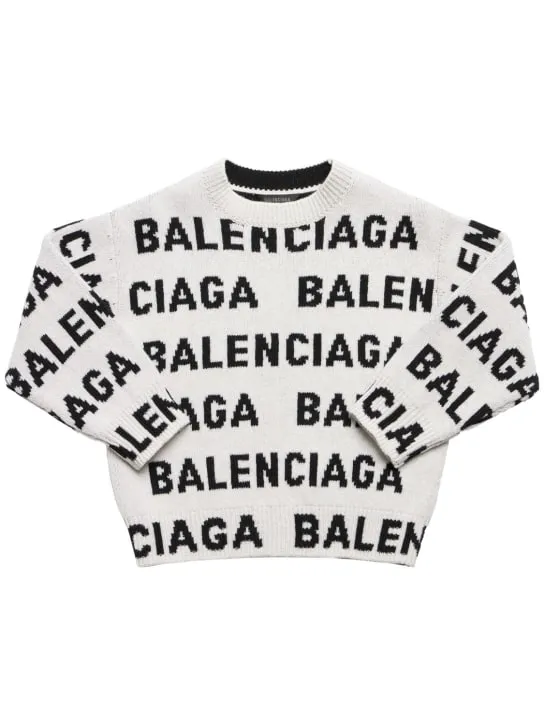 Balenciaga   All-over logo wool crewneck sweater 