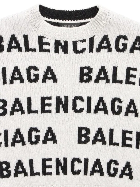 Balenciaga   All-over logo wool crewneck sweater 