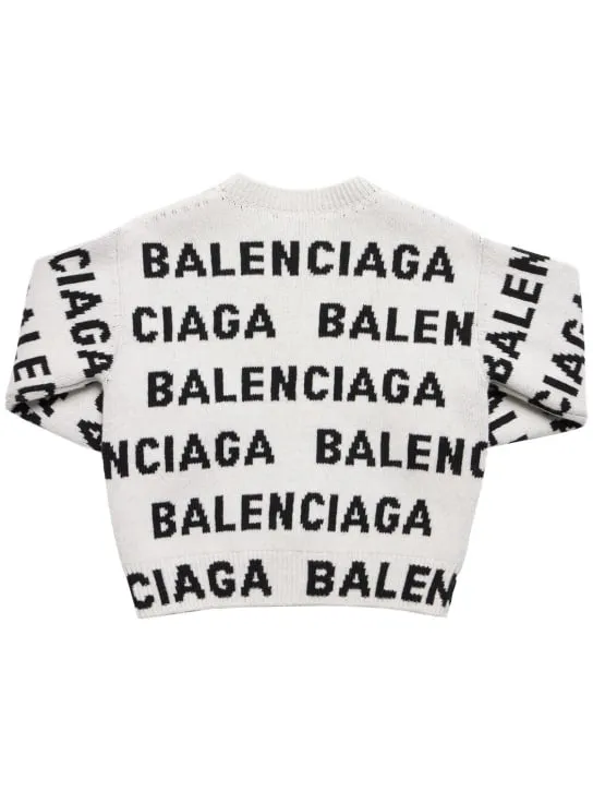 Balenciaga   All-over logo wool crewneck sweater 