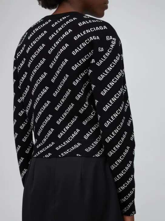 Balenciaga   All over mini logo cotton blend sweater 