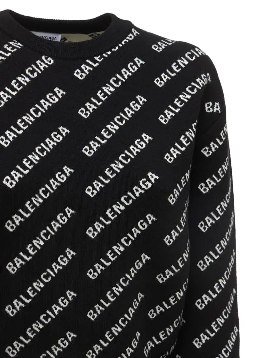 Balenciaga   All over mini logo cotton blend sweater 