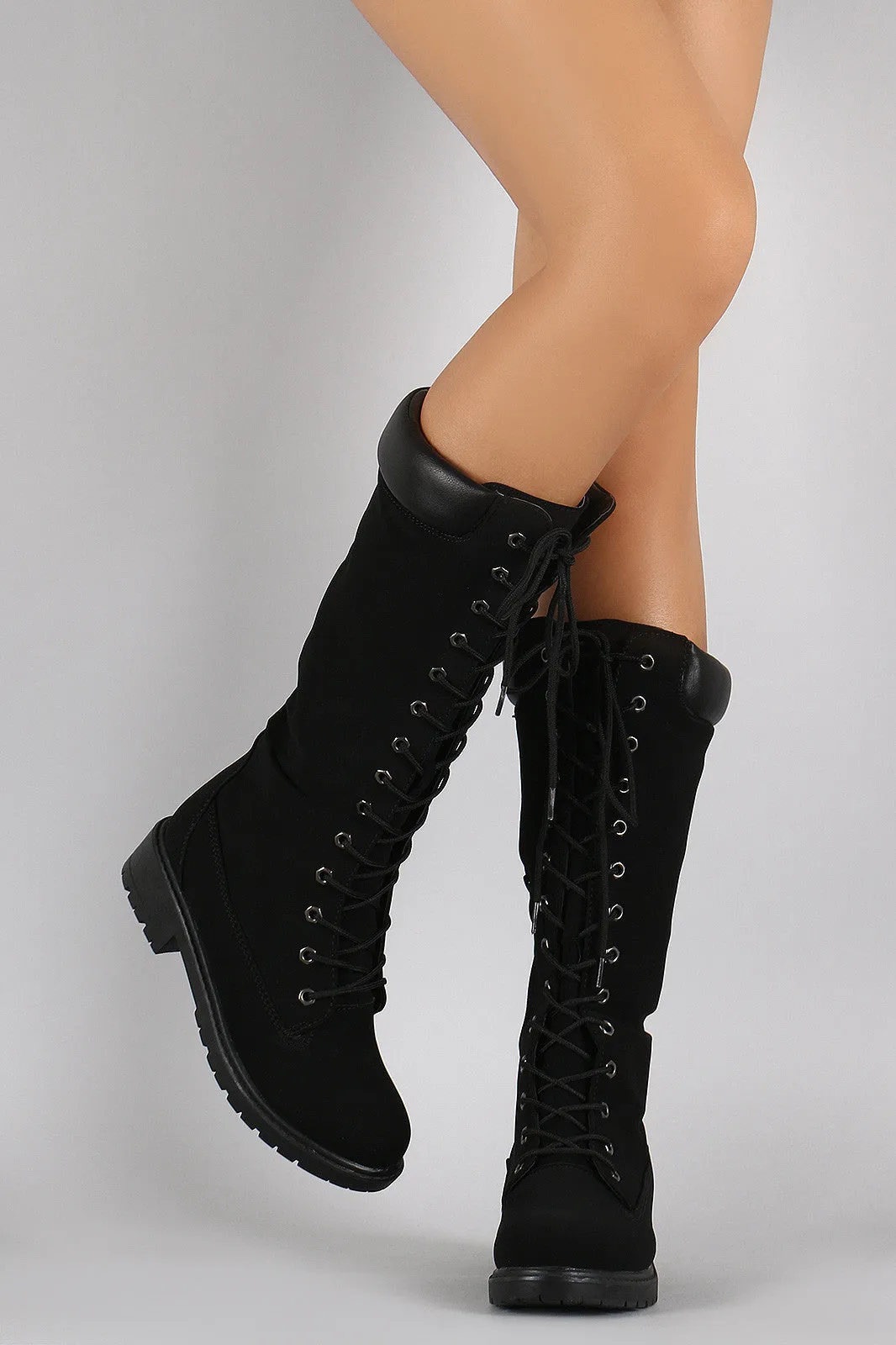 Bamboo Combat Lace Up Knee High Boots