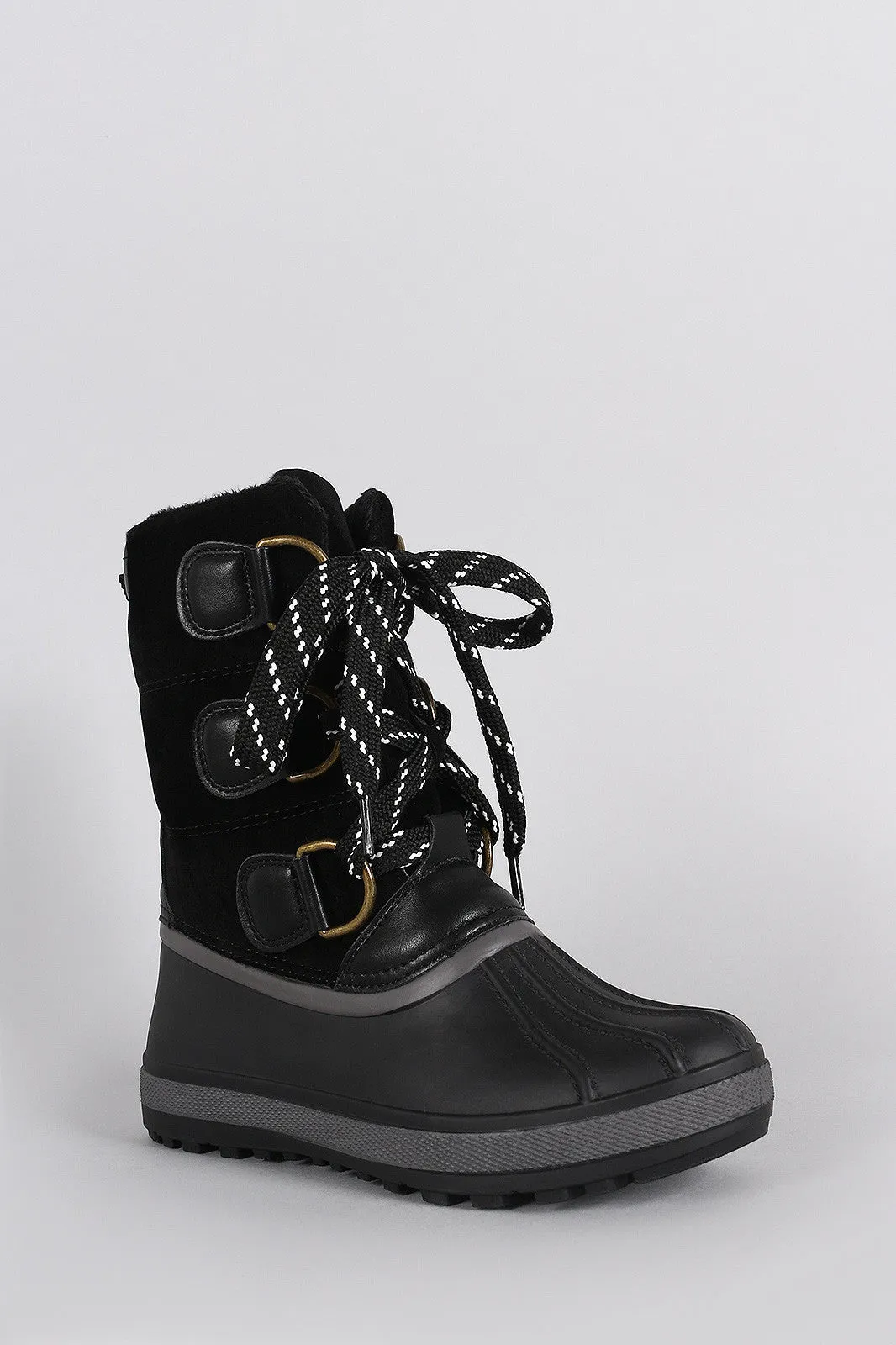 Bamboo Lace Up Round Toe Duck Ankle Boots