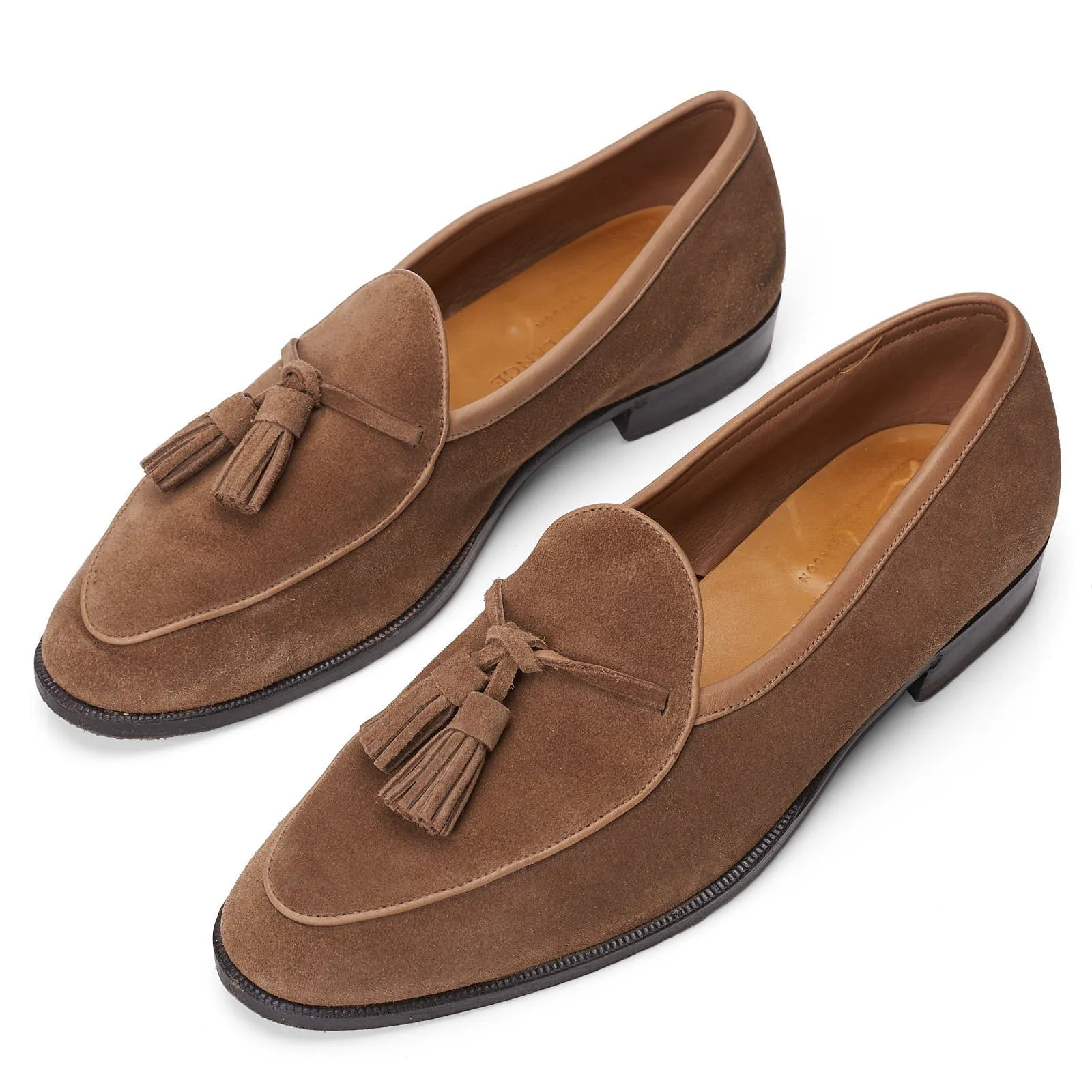 BAUDOIN & LANGE Sagan Classic Tan Asteria Suede Leather Classic Tassel Loafers EU 40 US 7