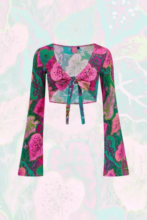 Bell Sleeve Multi Tie Top in Cala Elysium