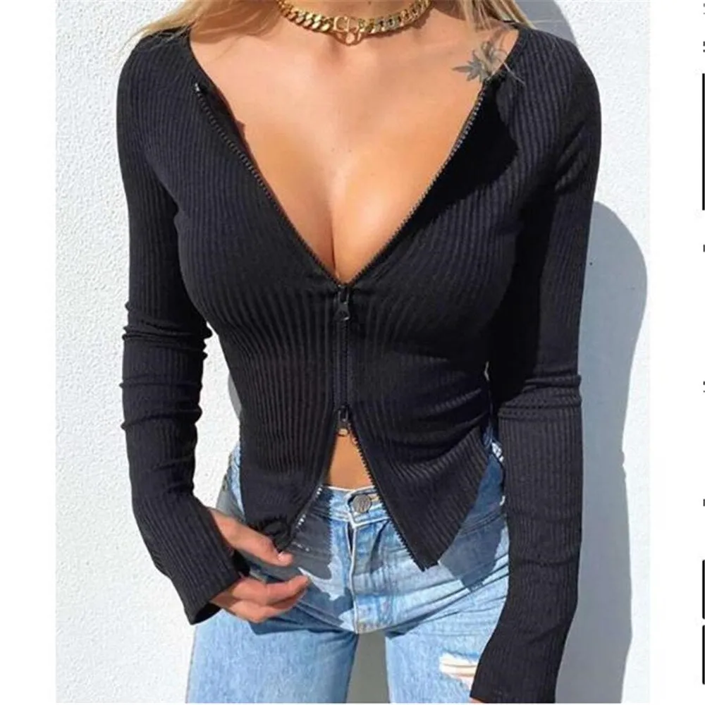 BerriesJam - Autumn Clothes Ribbed Knitted Long Sleeve Crop Top