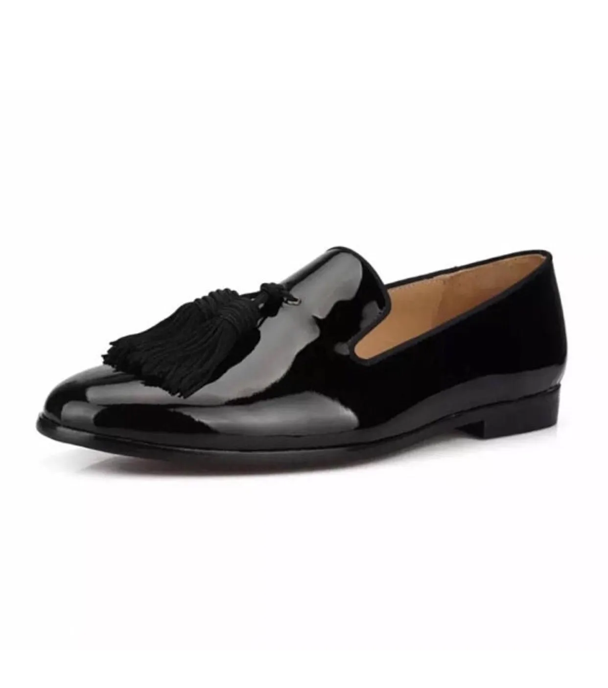 Black Big Tassel Patent Leather Loafers