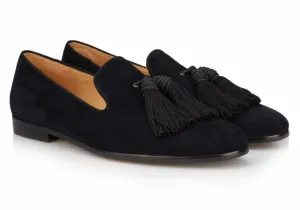 Black Big Tassel Velvet Loafers