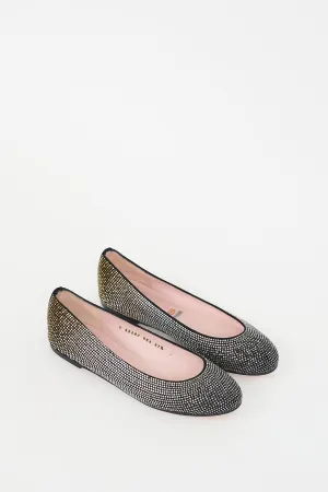 Black Crystal Embellished Flat