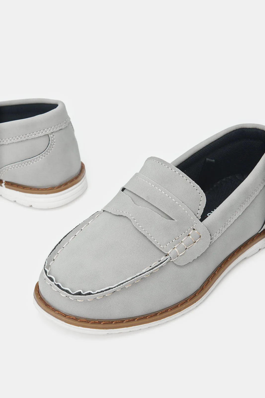 Boys Grey Penny Loafer