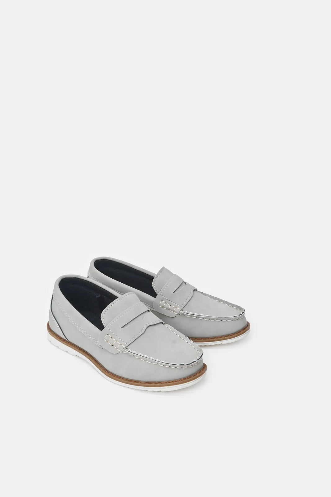 Boys Grey Penny Loafer