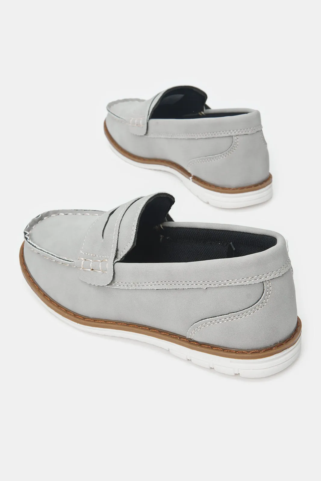 Boys Grey Penny Loafer