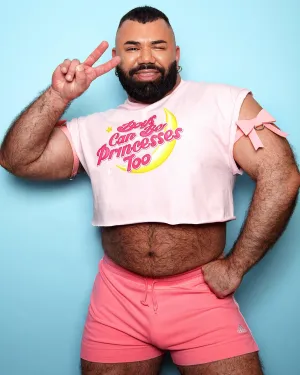 Break Stereotypes: Boys can be princesses too on pink - mens sleeveless crop top.