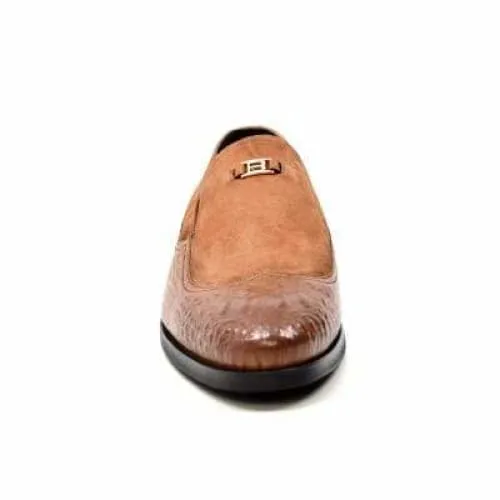 British Walkers Shiraz Men's Tan Crocodile Leather and Suede Loafers