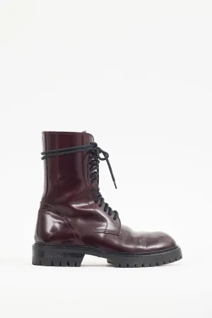 Burgundy Patent Leather Combat Boot