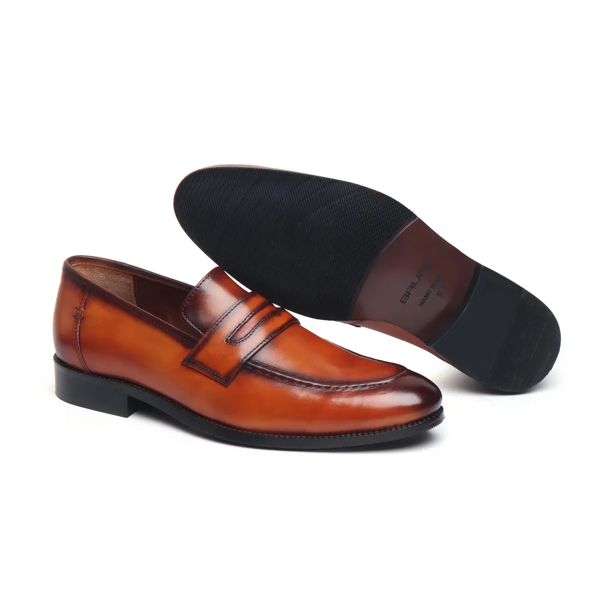 Burnished Tan Penny Loafers