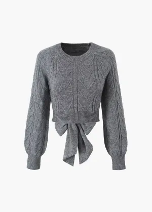 Cable Knit Tie Back Crop Sweater