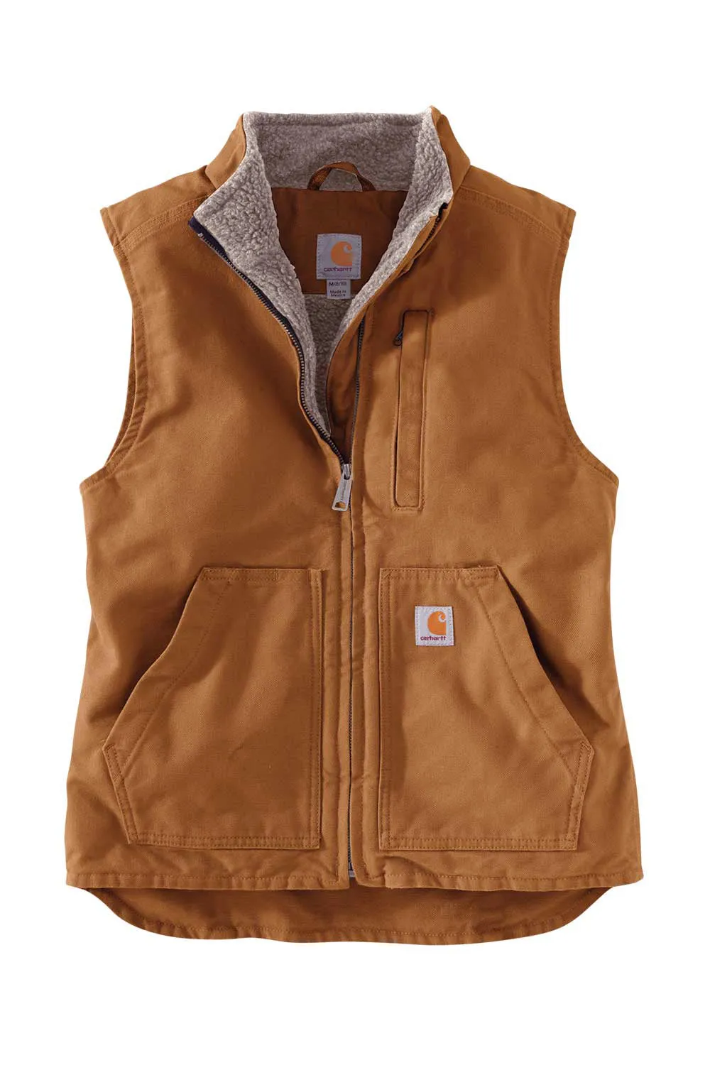 Carhartt Loose Fit Washed Duck Sherpa Mock Neck Vest for Women in Carhartt Brown | 104224-211