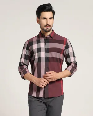 Casual Maroon Check Shirt - Moses