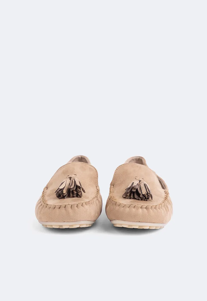 Choice Tassel Suede Loafers Camel